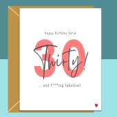 Funny 30th Birthday Card - Personalised - For Her or For Him - Perfect greetings card for a friend or someone else turning 30 years old.