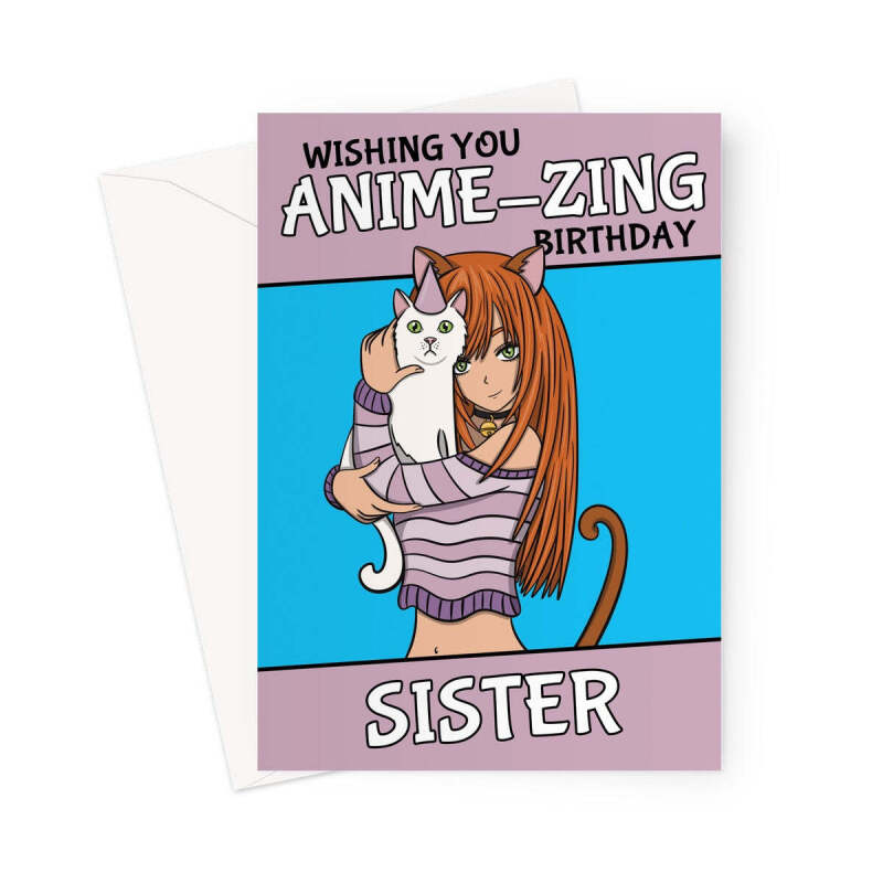 Amazing Sister Anime Birthday Card - A5 Portrait - 1 Card