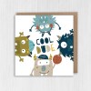 Cool dude monsters birthday card for children, child, kid, boy, girl, niece, nephew, grandson, granddaughter (Size A6/A5/A4/Square 6x6") - A6: Single card
