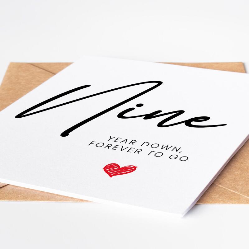 9 Year Anniversary Card For Husband, Wife 9th Anniversary Card, Happy 9th anniversary 9 year Card Funny Greeting Card wife husband