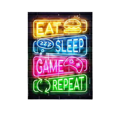 Eat Sleep Game Repeat Canvas Poster