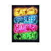 Eat Sleep Game Repeat Canvas Poster