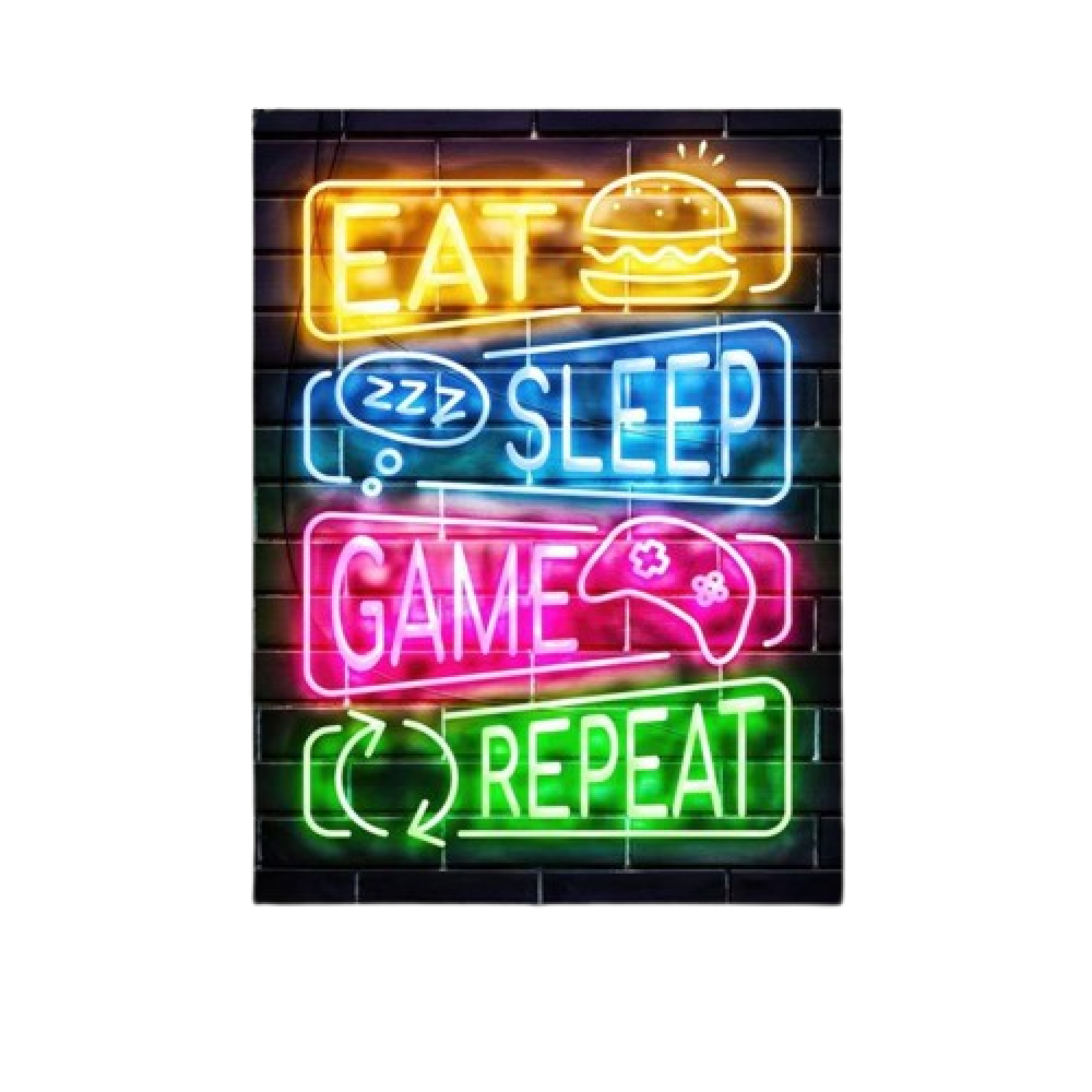 Eat Sleep Game Repeat Canvas Poster