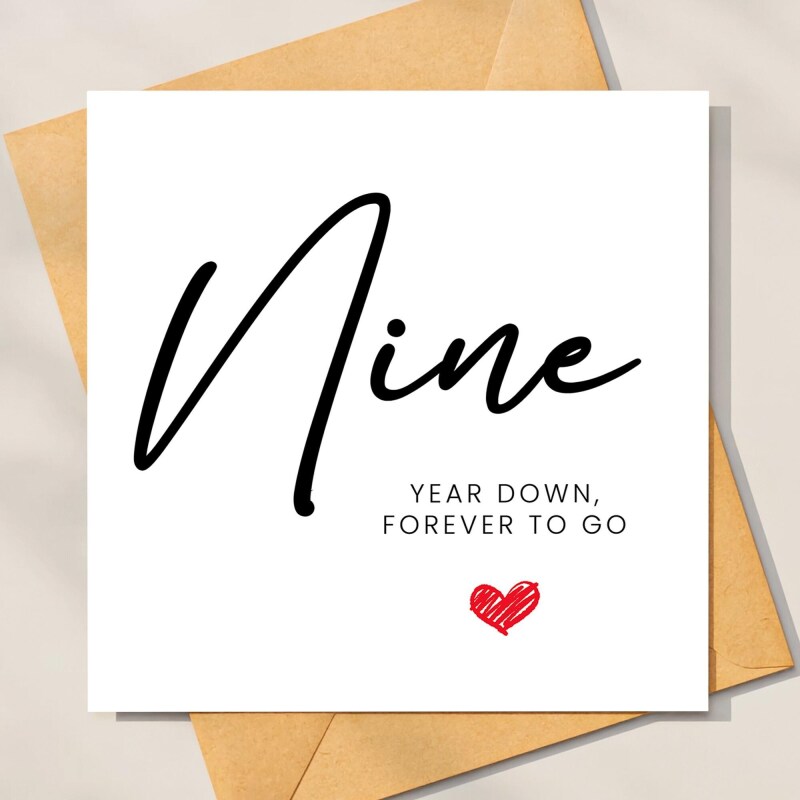 9 Year Anniversary Card For Husband, Wife 9th Anniversary Card, Happy 9th anniversary 9 year Card Funny Greeting Card wife husband