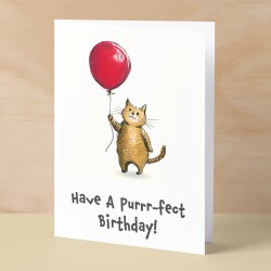 Birthday Card For Children Cute Cat Birthday Card For Child Card For Boy Birthday Card For Girl Purrr-fect Fun Birthday Card For Kids - Small (4x6) / Blank Message