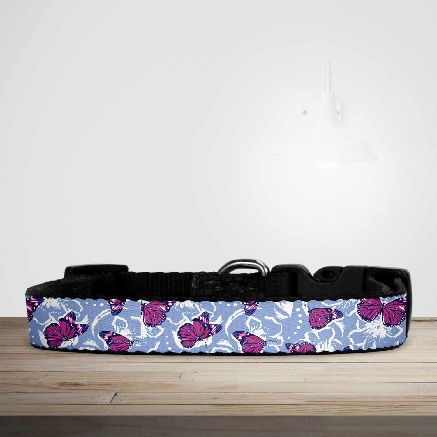 Nature Collection Blue & Purple Butterfly Print Dog/Puppy Collar - Small (29cm-46cm)