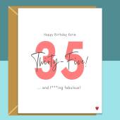 Funny 35th Birthday Card - Personalised - For Her or For Him - Perfect greetings card for a friend or someone else turning 35 years old.