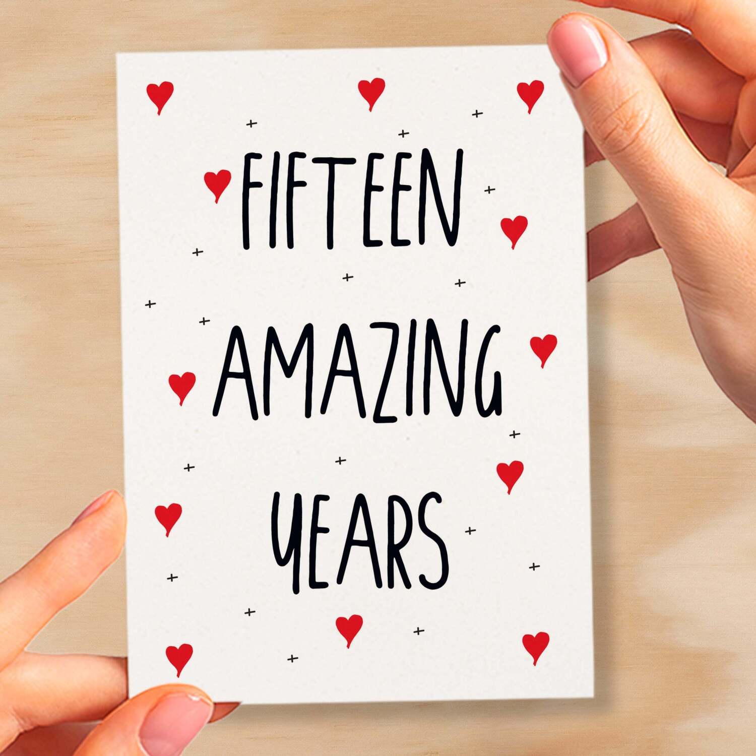 15 Year Anniversary Card For Wife or Husband Anniversary Card for 15th Anniversary Card For Boyfriend Girlfriend Fifteen Wedding Anniversary - Small (4x6) / Blank Message