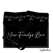 Personalised Bar Runner Mat, Custom Beer Mats & 4 x Drinks Coasters Gift Set Garden Bar Sets/ Personalised Mats Home Bar Family Name Bar Mat