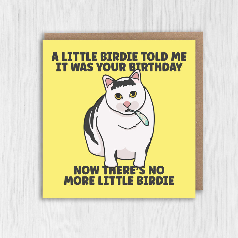 A little birdie told me it was your birthday, now there’s no more little birdie card - A6: Single card