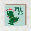 Tree Rex dinosaur, T-rex Christmas, Holidays, Xmas, festive card for children, child, kids, grandchildren, niece (Size A6/A5/A4/Square 6x6") - A6: Single card