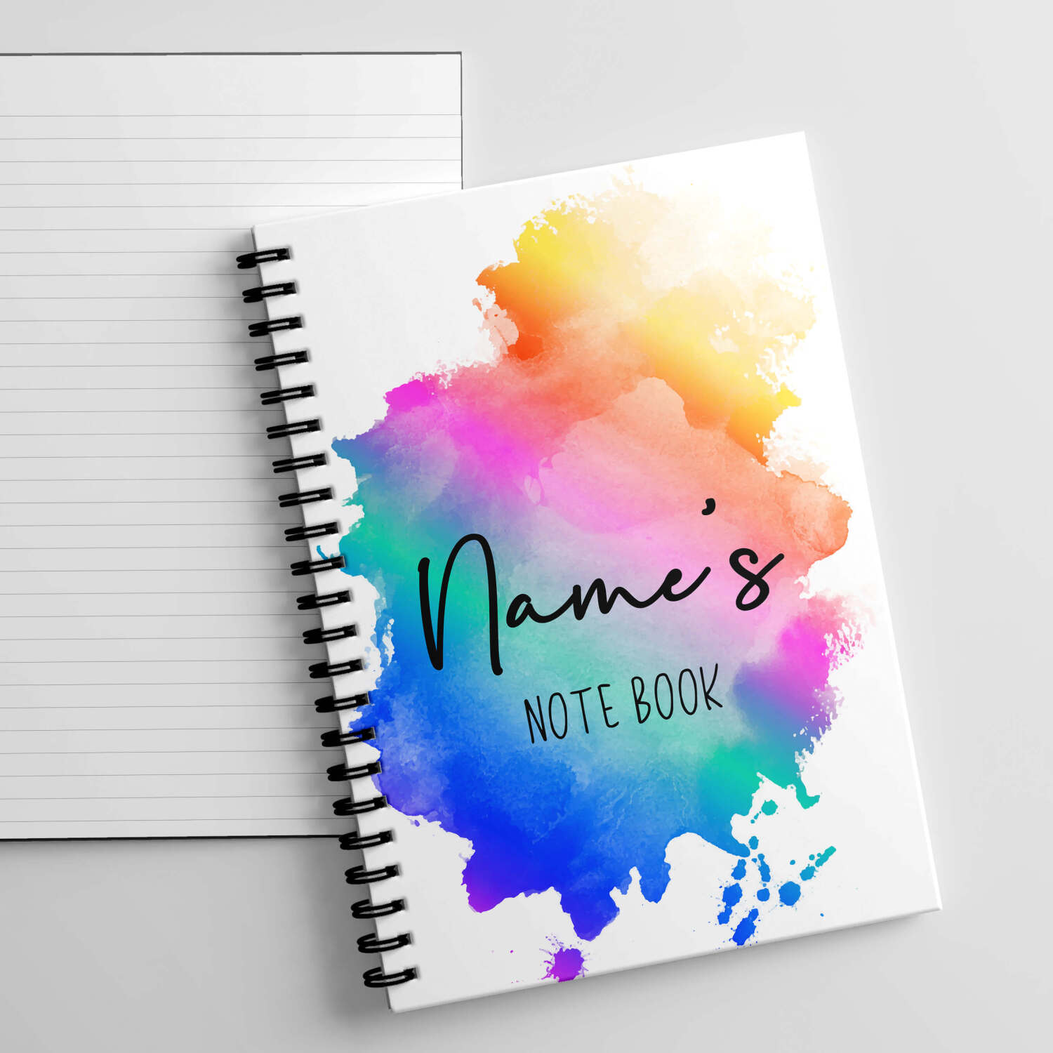 A5 Personalised Rainbow Splash Notebook Nurse Gift Set, Teacher Note Book, Rainbow Splash Note Book. - Single Note Book