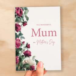 Mother's Day Card For Mum Mothering Sunday Card Love Mum Card Mother's Day Card with Flowers Roses Wonderful Mum Card - Large (5x7) / Blank Message