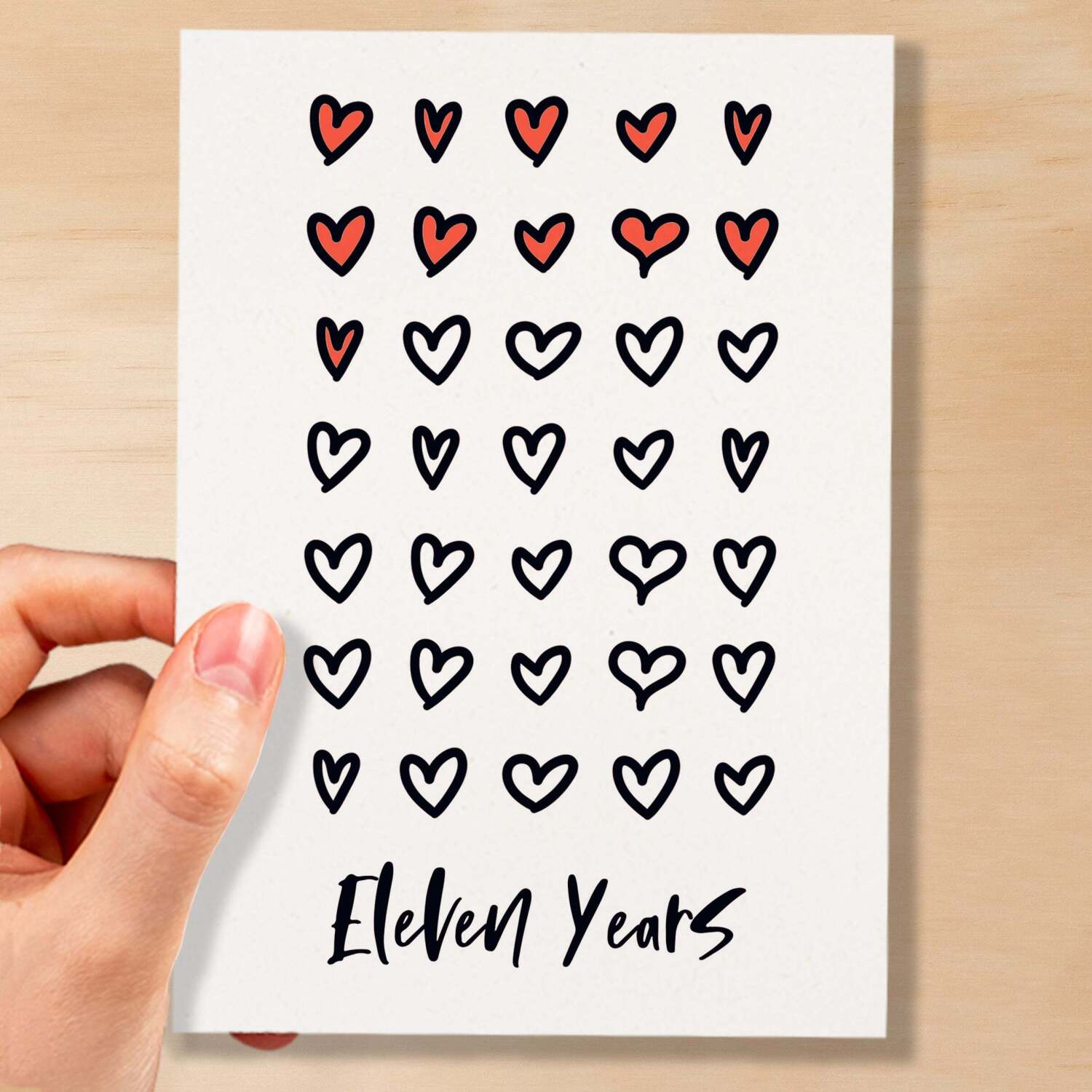 11th Wedding Anniversary Card For Wife Anniversary Card for Husband or Boyfriend Anniversary Card Girlfriend Eleventh Anniversary Eleven Year - Small (4x6) / Blank Message