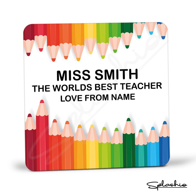 Personalised The Worlds Best Teacher Coaster | Gift Coaster | Drinks Mat | TA Gift End Of Term Gift | Gift For Teacher | School Teacher Gift - Single Coaster - HB Gloss Coaster