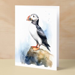 Puffin Notelet Card For Anyone Cute Any Occasion Card For Her or For Him 5x7, A6 Card For Birthday or Easter Card Thank You Card Wildlife - Small (4x6) / Blank Message