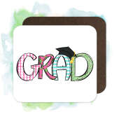 Graduation Coaster - Patterned Grad