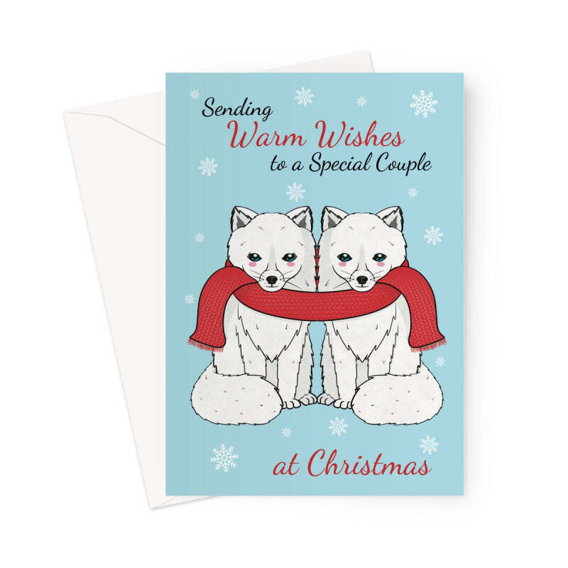 Christmas Card For A Special Couple - Arctic Fox - A5 Portrait - 1 Card