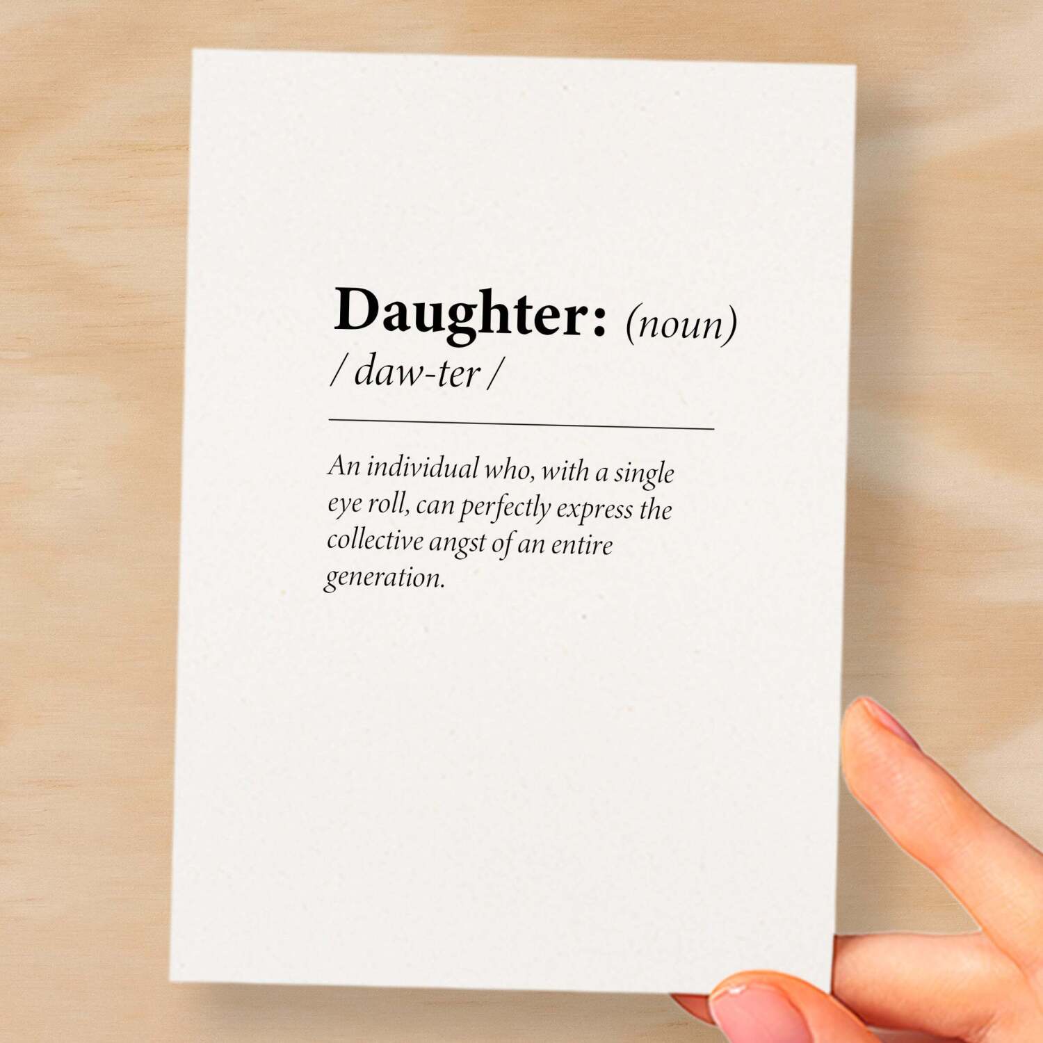 Birthday Card For Daughter Fun Dictionary Quote Card For Daughter Custom Message Card For Daughter Funny Birthday Card For Daughter - Small (4x6) / Blank Message