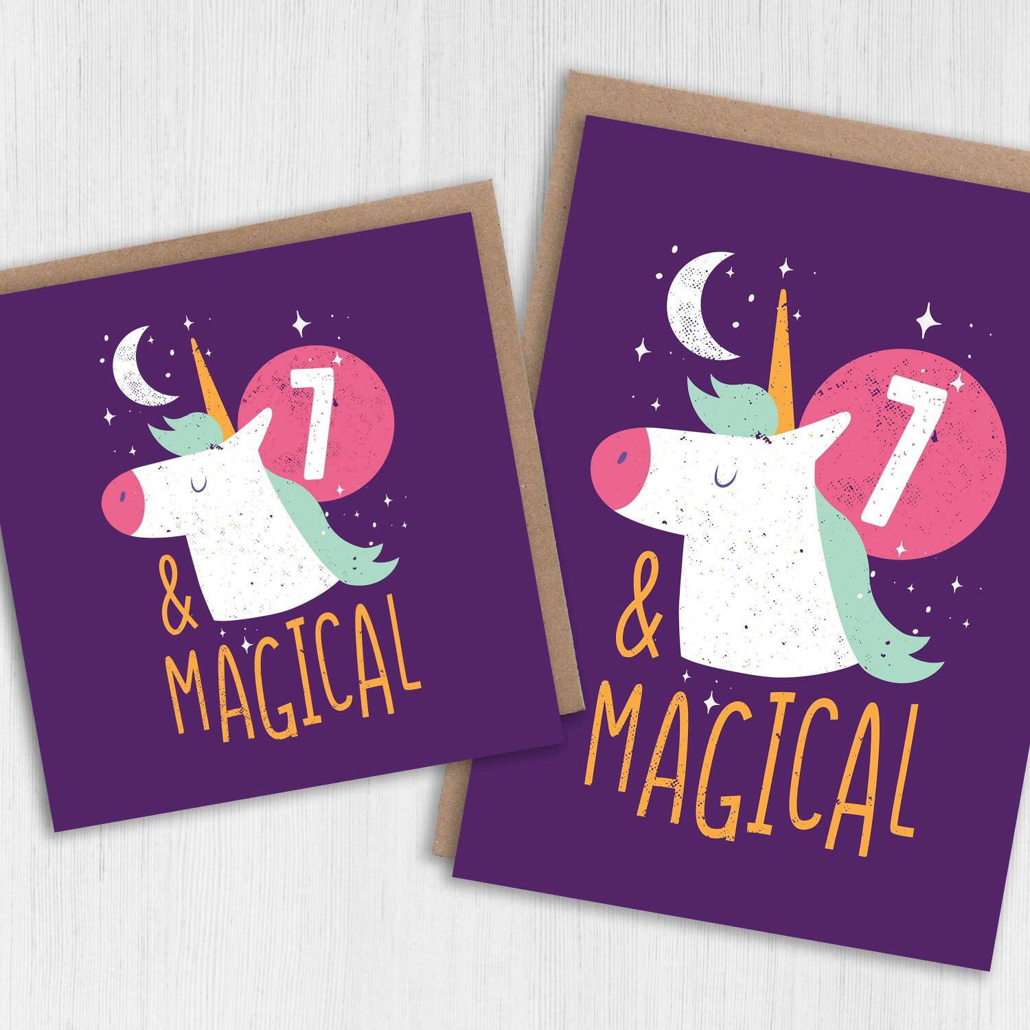 Children, child, boy, girl, kids any age birthday card: Magical unicorn - 1st, 2nd, 3rd, 4th, 5th, 6th, 7th (Size A6/A5/A4/Square 6x6") - A6: Single card