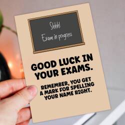 Remember you get a mark for spelling your name right funny good luck in your exams, GCSEs, A-Levels card (Size A6/A5/A4/Square 6x6") - A6: Single card