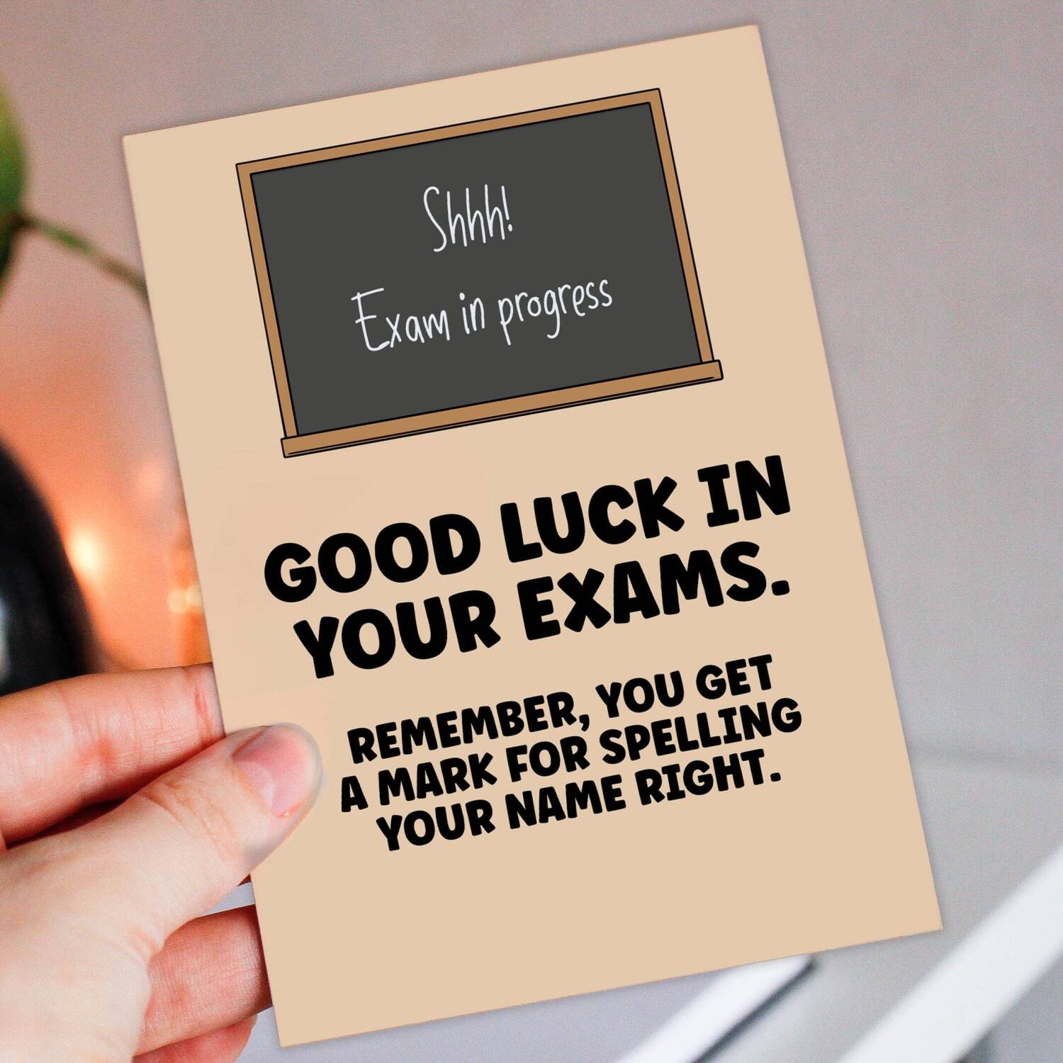 Remember you get a mark for spelling your name right funny good luck in your exams, GCSEs, A-Levels card (Size A6/A5/A4/Square 6x6") - A6: Single card