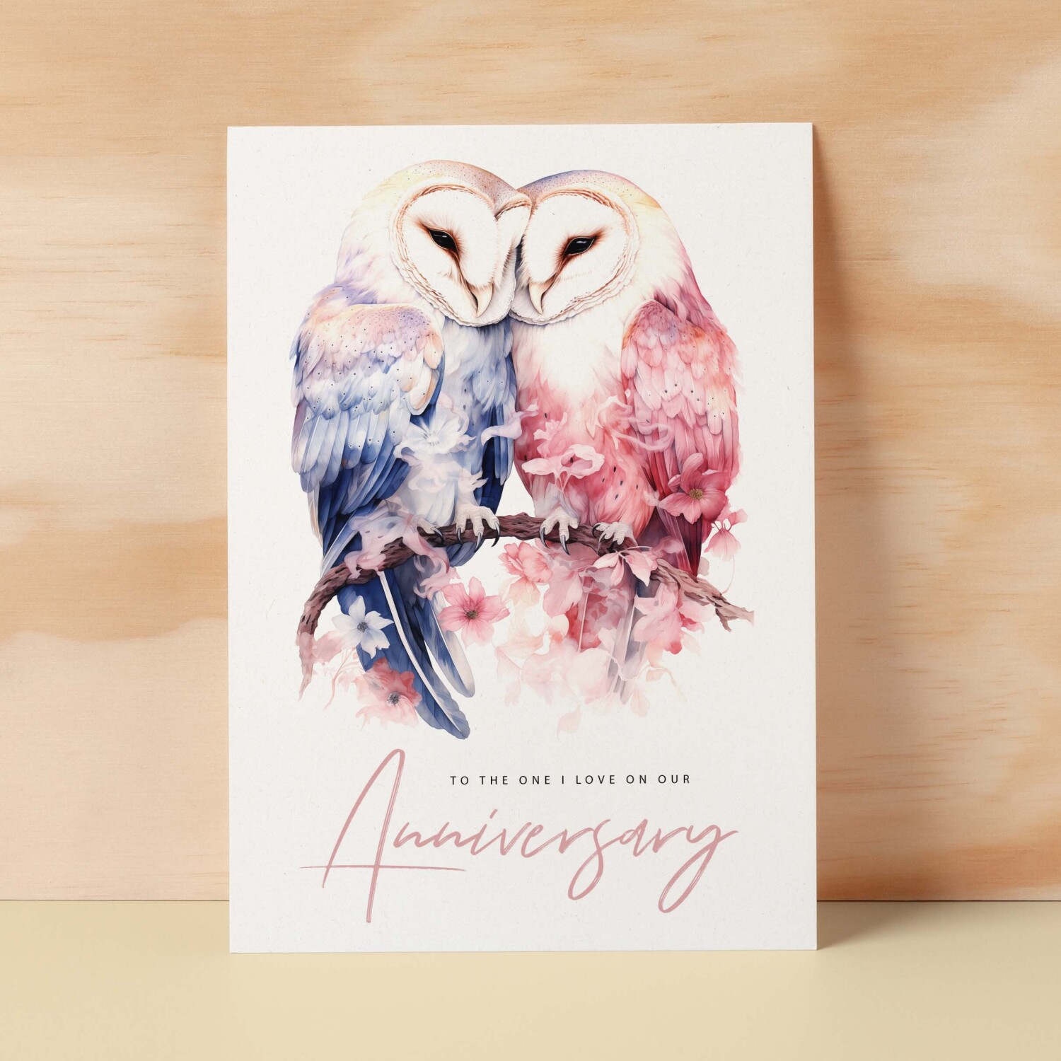 Anniversary Card For Wife Card for Anniversary Card For Husband Owl Anniversary Card For Couple Engagement Card For Couple Wedding Card - Small (4x6) / Blank Message