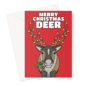 Funny Reindeer Christmas Card - Deer Pun