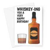 Happy Birthday Card For Grandad - Funny Whiskey Bottle & Glass  - A5 Greeting Card