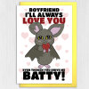 You drive me batty personalised funny Valentine's Day card for boyfriend, husband, wife, girlfriend, partner (Size A6/A5/A4/Square 6x6") - A6: Single card