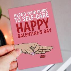 Here's your guide to self-care, Happy Galentine's Day, Valentines rude card for single friend, girl, female (Size A6/A5/A4/Square 6x6") - A6: Single card