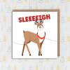 Sleeeeigh funny reindeer slay LGBTQ+ gay, lesbian Christmas card for adults, male, female, friends, mates (Size A6/A5/A4/Square 6x6") - A6: Single card