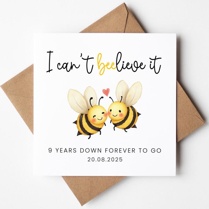 9 Year Anniversary Card For Husband, Wife 9th Anniversary Card, Happy 9th anniversary 9 year Card Funny Greeting Card wife husband