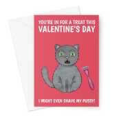 Naughty Shaven Pussy Cat Valentine's Day Card Greeting Card