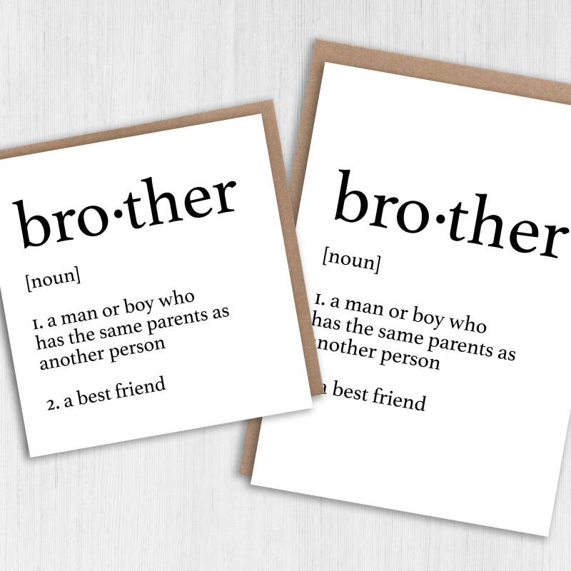 Dictionary definition of brother cute, heartfelt, sweet, best friend birthday card from sister, sibling (Size A6/A5/A4/Square 6x6") - A6: Single card