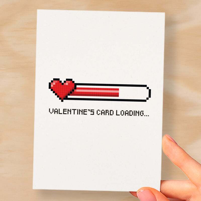 Valentine's Card For Him Valentine's Day Card For Boyfriend or Husband Card For Friend Valentine's Card For Gamer - Small (4x6) / Blank Message