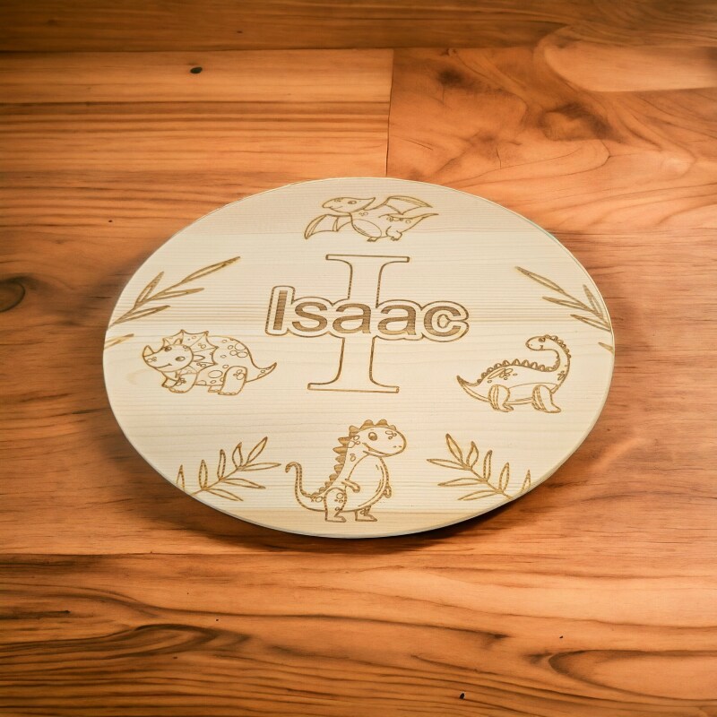 Personalised stool, personalised wooden stool, dinosaur theme, children's gift, rustic decor, engraved stool