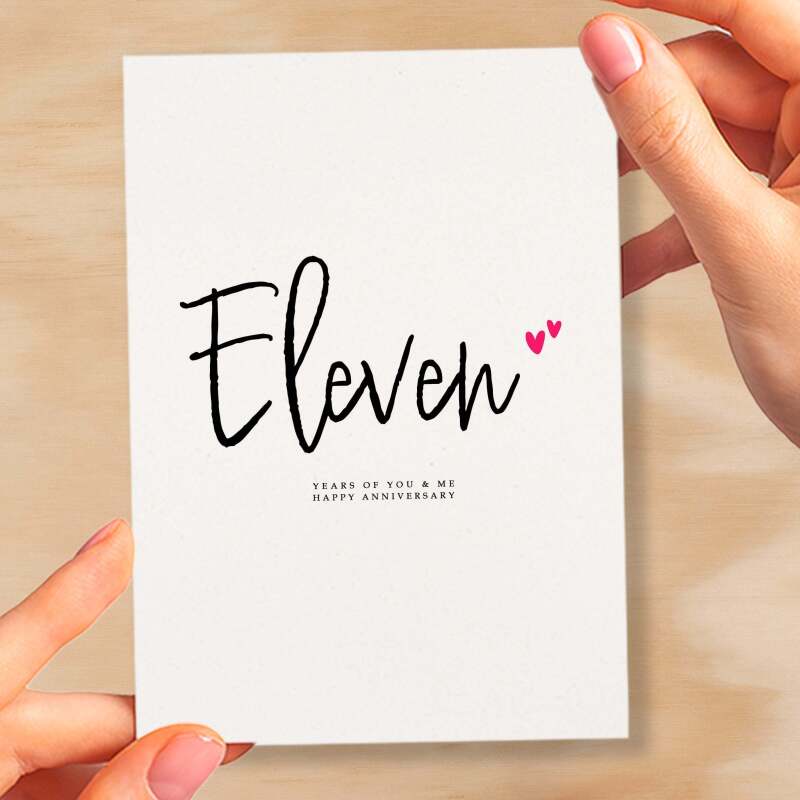 Eleven Year Anniversary Card For Husband 11 Year Anniversary Card Boyfriend or Girlfriend Wedding Anniversary Card For Wife - Small (4x6) / Blank Message