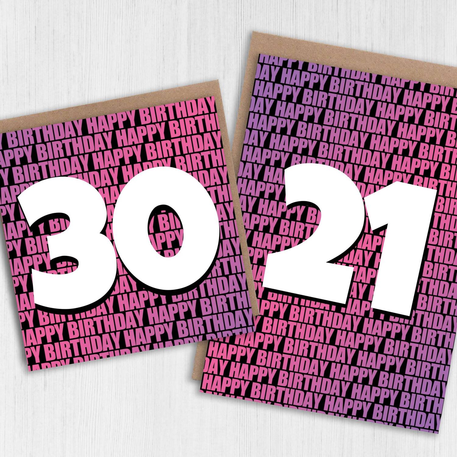 Any age, 16th, 18th, 21st, 30th, 40th, 50th, 60th, 70th happy birthday card in blue or pink (Size A6/A5/A4/Square 6x6") - A6: Single card - Blue