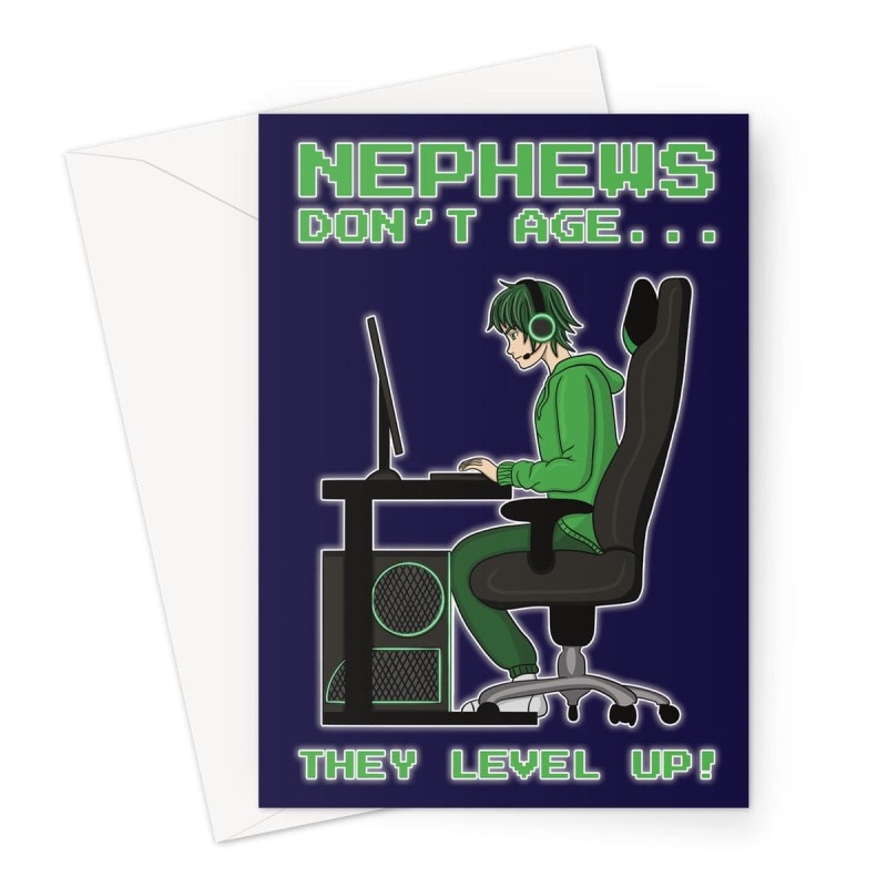 Greeting Card For Nephew - Level Up Gamer - A5 Portrait - 1 Card