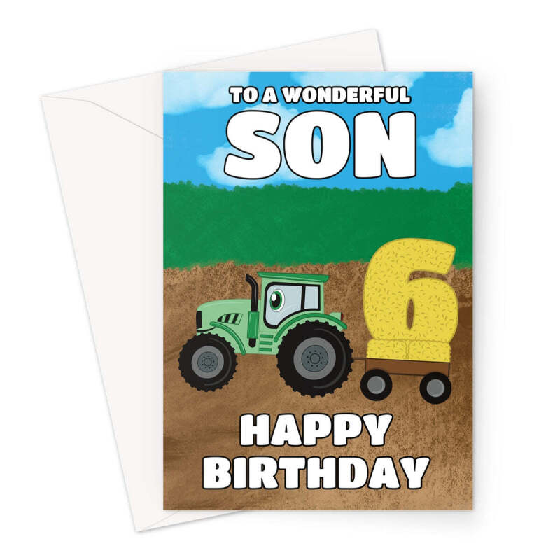 Age 6 Tractor Birthday Card For Son - A5 Portrait - 1 Card