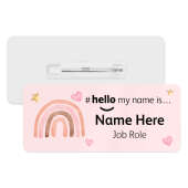 #hello my name is... Name Badge - Pink Pastel Rainbow