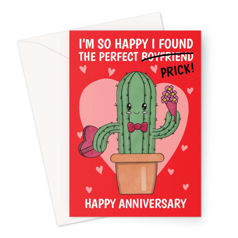 Funny Boyfriend Happy Anniversary Card - A5 Portrait - 1 Card