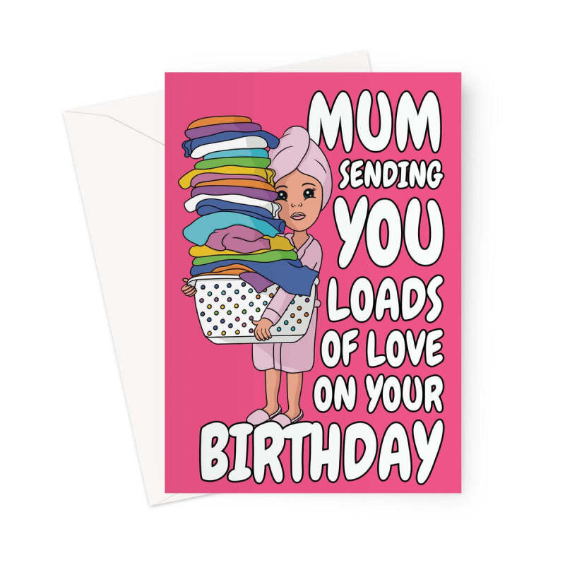 Funny Mum Birthday Card - Laundry Pun - A5 Portrait - 1 Card