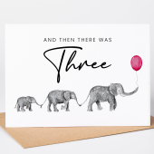 And then there was three, pregnancy announcement Elephant card