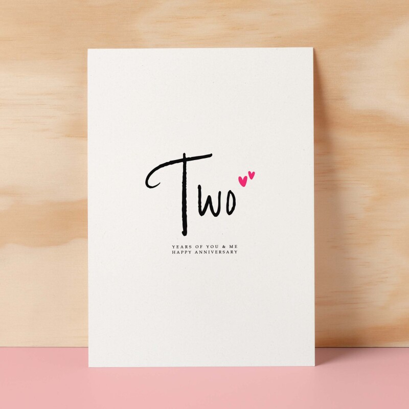 Two Year Anniversary Card For Husband 2 Year Anniversary Card Boyfriend or Girlfriend Wedding Anniversary Card For Wife - Small (4x6) / Blank Message