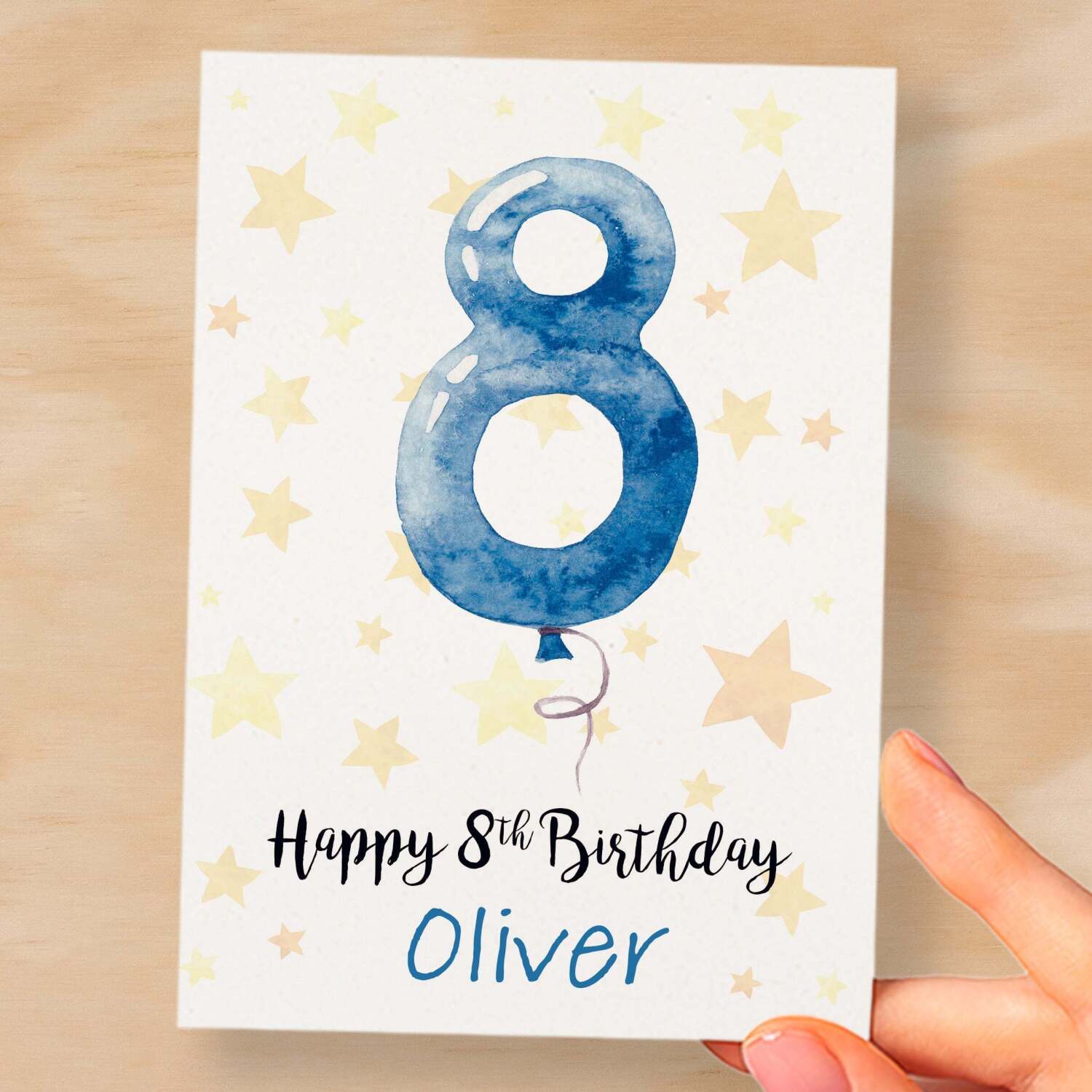 Personalised 8th Birthday Card For Boy Custom Name Card For Boy Eighth Birthday Card For Child Birthday Card for Boy Custom 8th Birthday - Small (4x6) / Blank Message