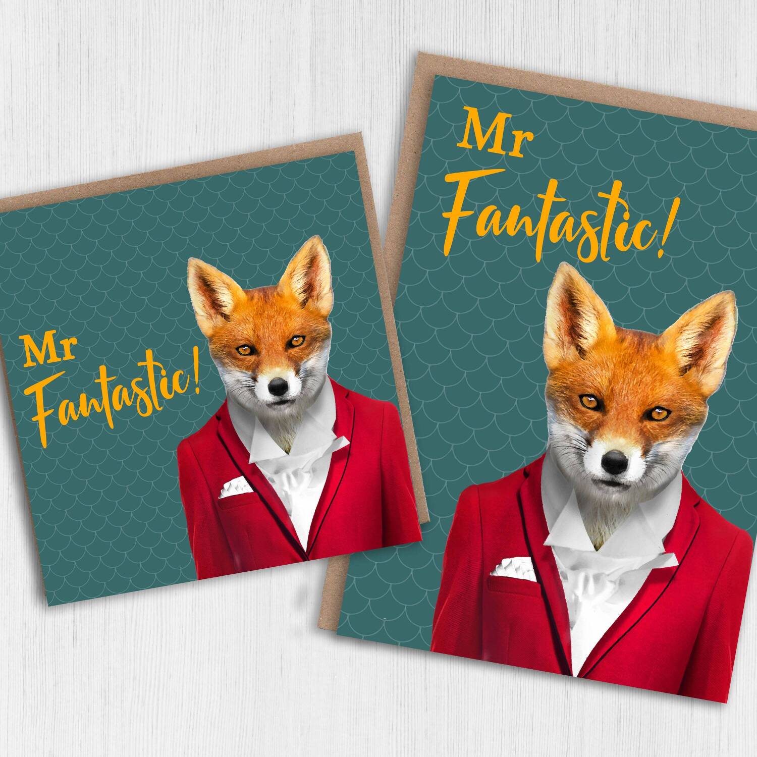 Mr Fantastic fox, animal in clothes cute anniversary card for husband, boyfriend, male partner (Animalyser) (Size A6/A5/A4/Square 6x6") - A6: Single card