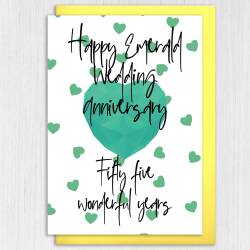 Emerald 55th/55 years anniversary card: Fifty five wonderful years (Size A6/A5/A4/Square 6x6") - A6: Single card