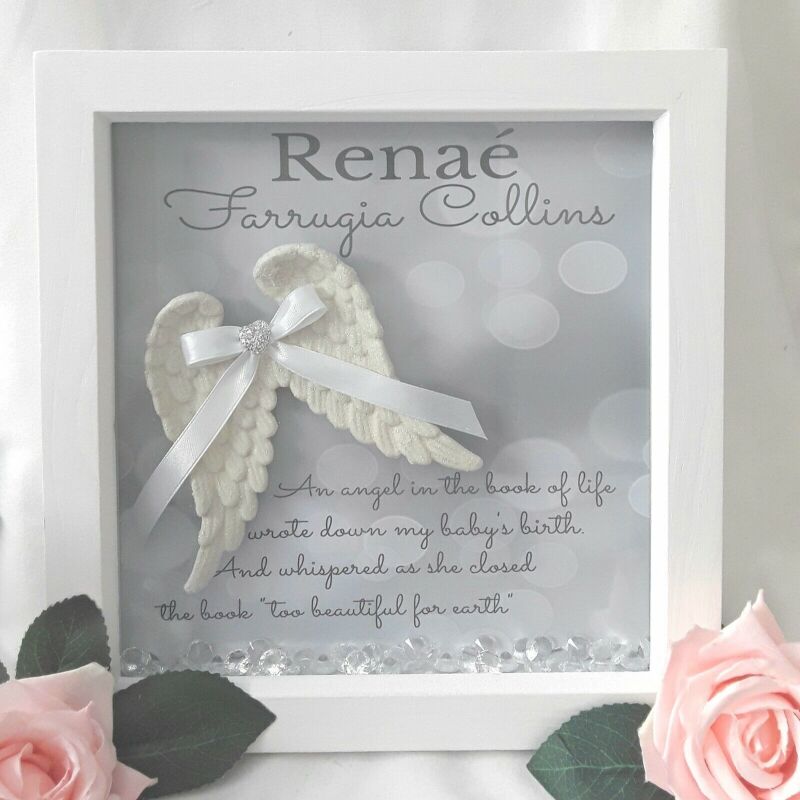 Personalised baby loss box frame, angel baby memorial frame, baby loss gift - No crystals